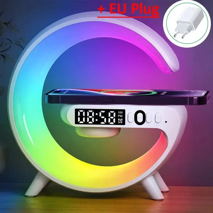 RGB Night Light Wireless Charger with Bluetooth Speaker & Alarm Clock