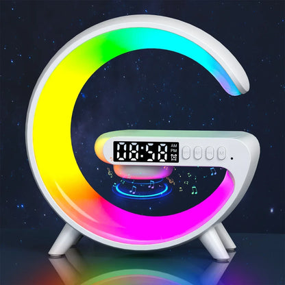 RGB Night Light Wireless Charger with Bluetooth Speaker & Alarm Clock