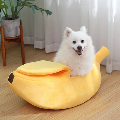 Banana Cat Bed – Cozy Plush Pet Basket for Cats & Small Dogs