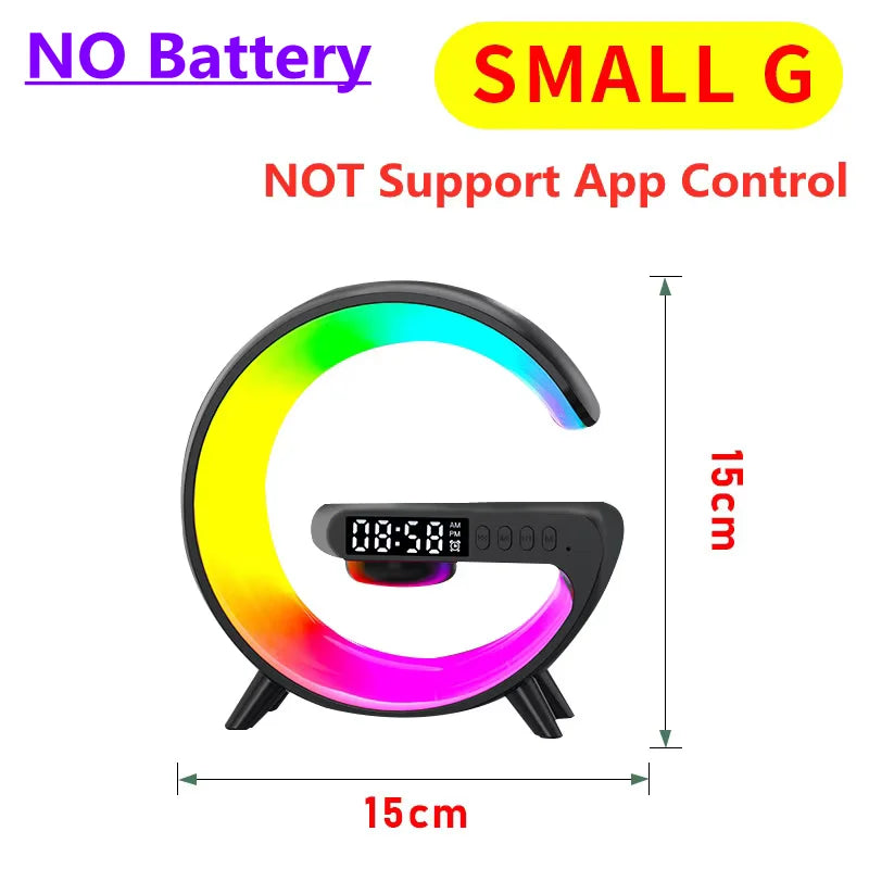 RGB Night Light Wireless Charger with Bluetooth Speaker & Alarm Clock