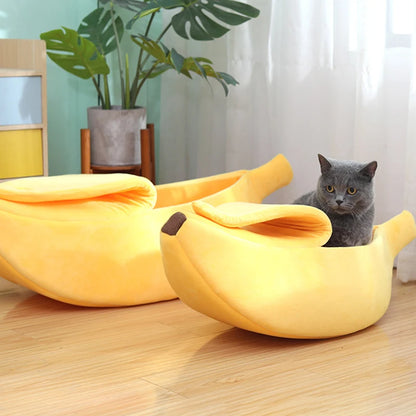 Banana Cat Bed – Cozy Plush Pet Basket for Cats & Small Dogs
