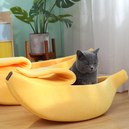 Banana Cat Bed – Cozy Plush Pet Basket for Cats & Small Dogs